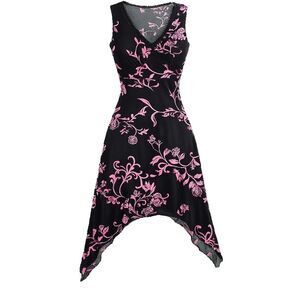 Vtg Y2K Per Seption Lace Trim Babydoll Slip Dress L Asymmetric Hem Whimsigoth